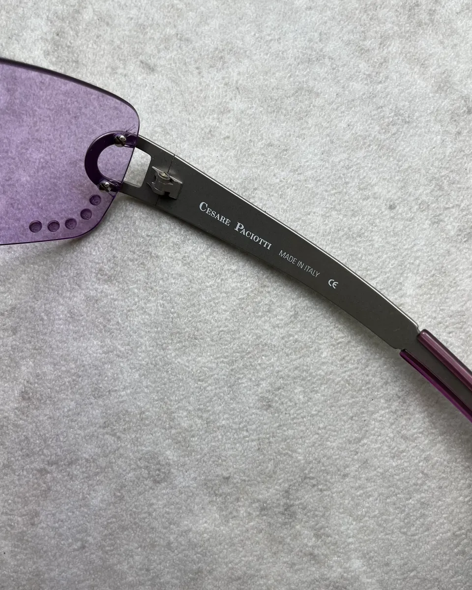 Cesare Paciotti Purple Acetate Shield Sunglasses - Image 9