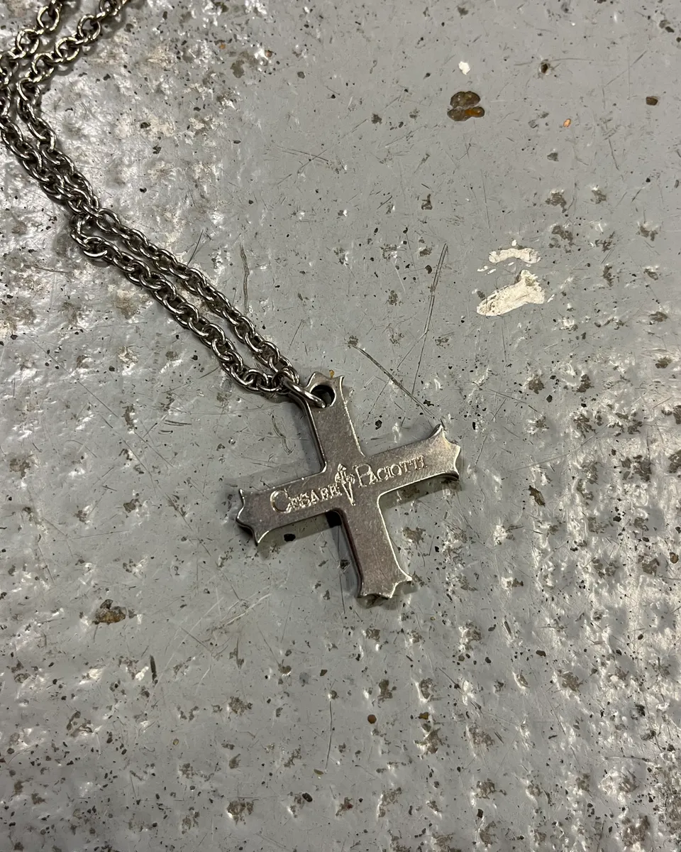 Cesare Paciotti Steel Double Chain Cross & Sword Necklace - Image 7