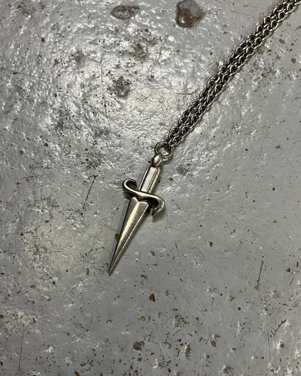 Cesare Paciotti Steel Double Chain Cross & Sword Necklace - Image 8