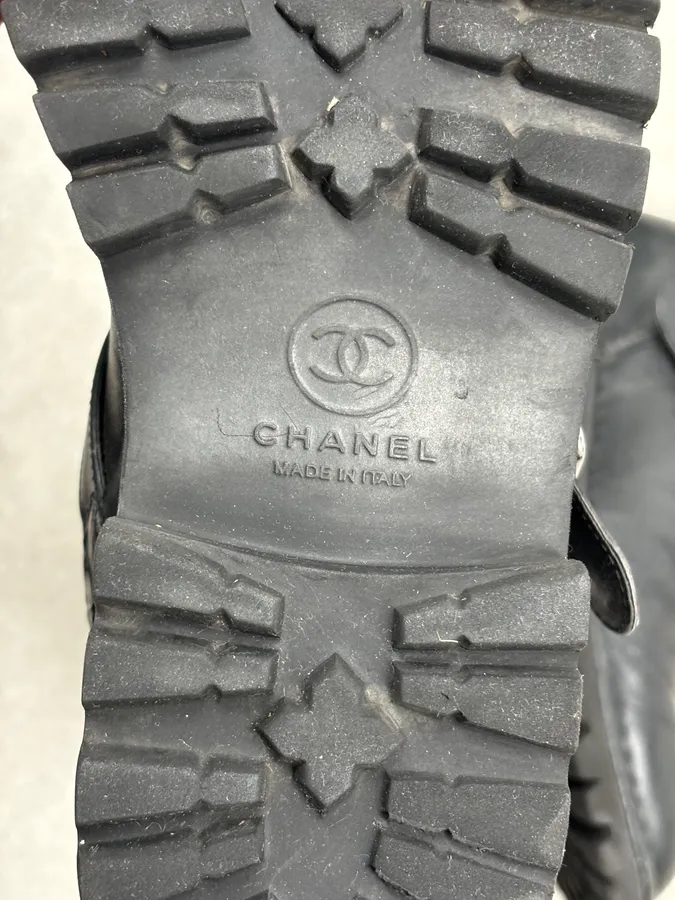 Chanel Black Leather Quilted Biker Boots - Image 15