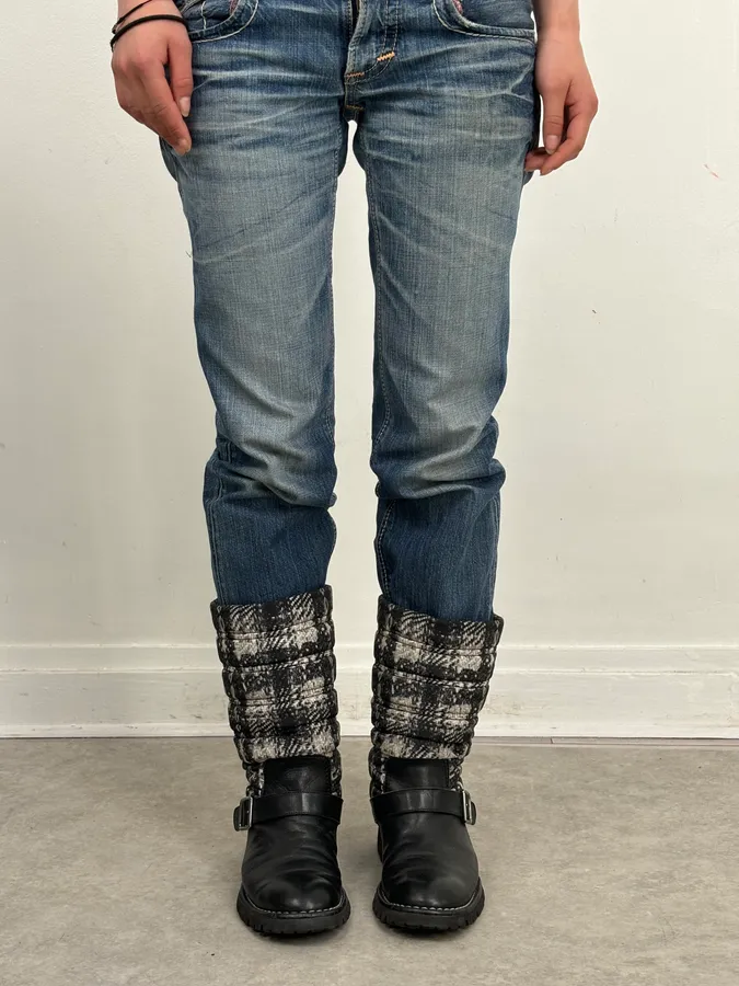 Chanel Black Leather Quilted Biker Boots - Image 3