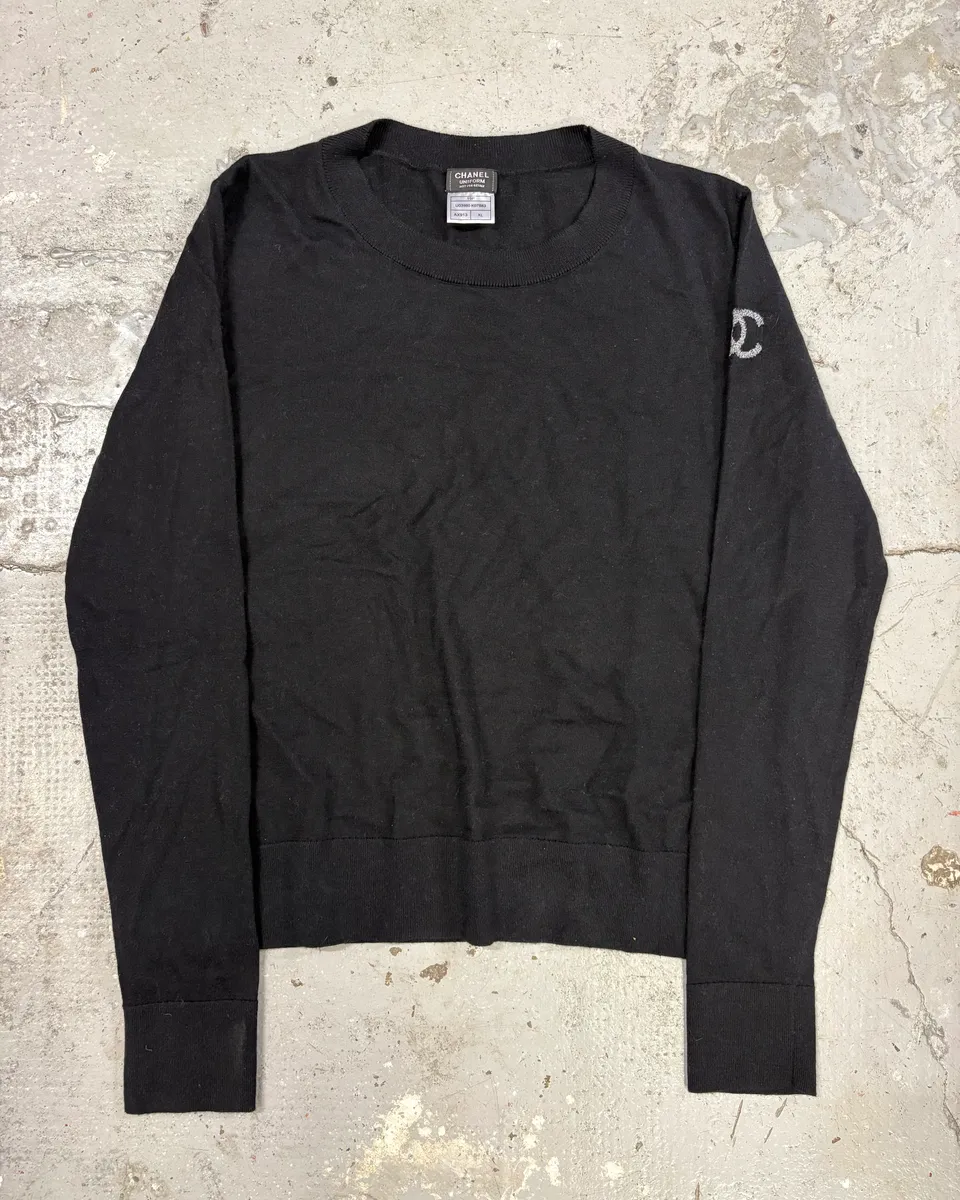 Chanel Black Uniform Logo Sweater