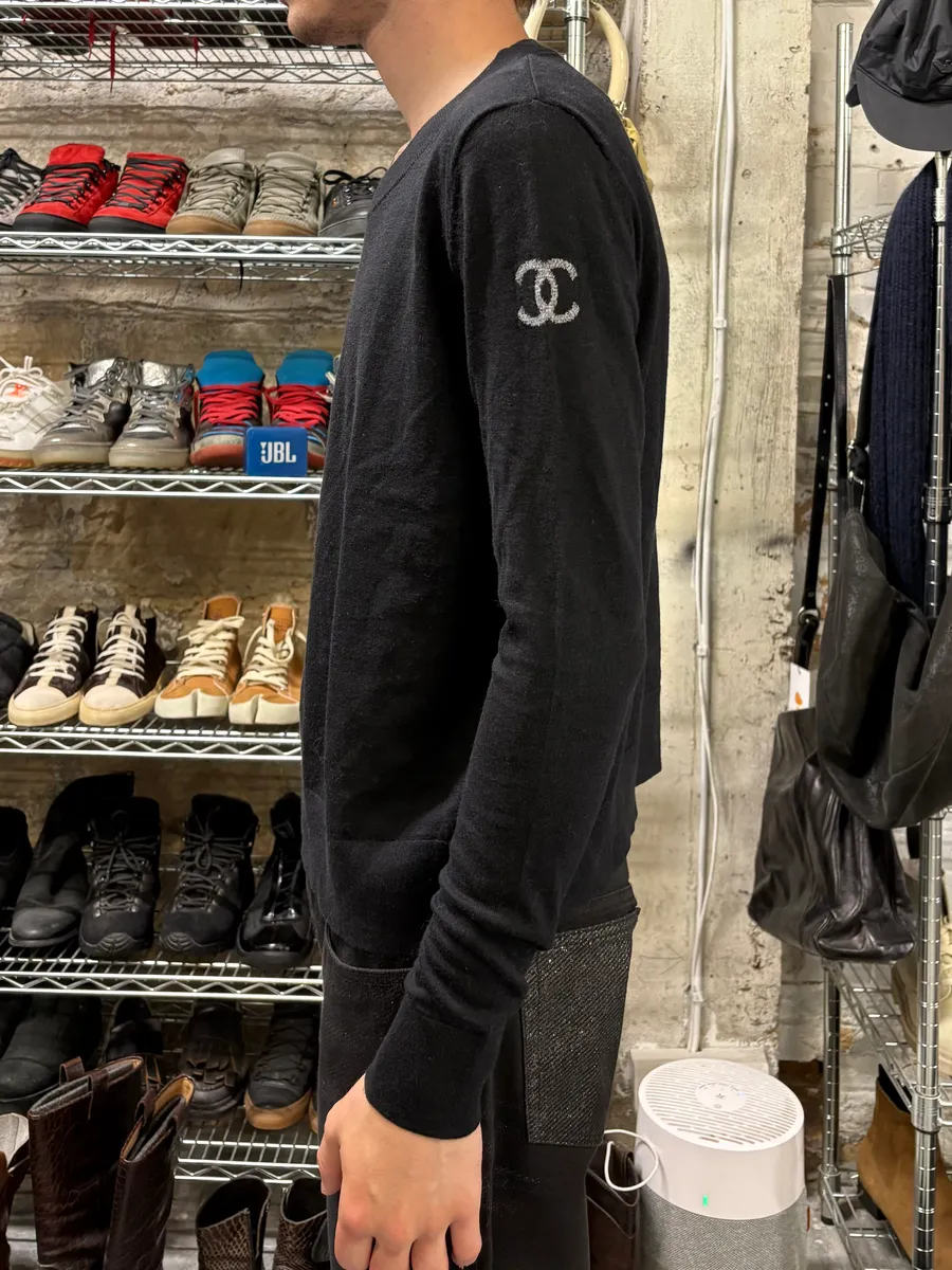Chanel Black Uniform Logo Sweater - Image 3