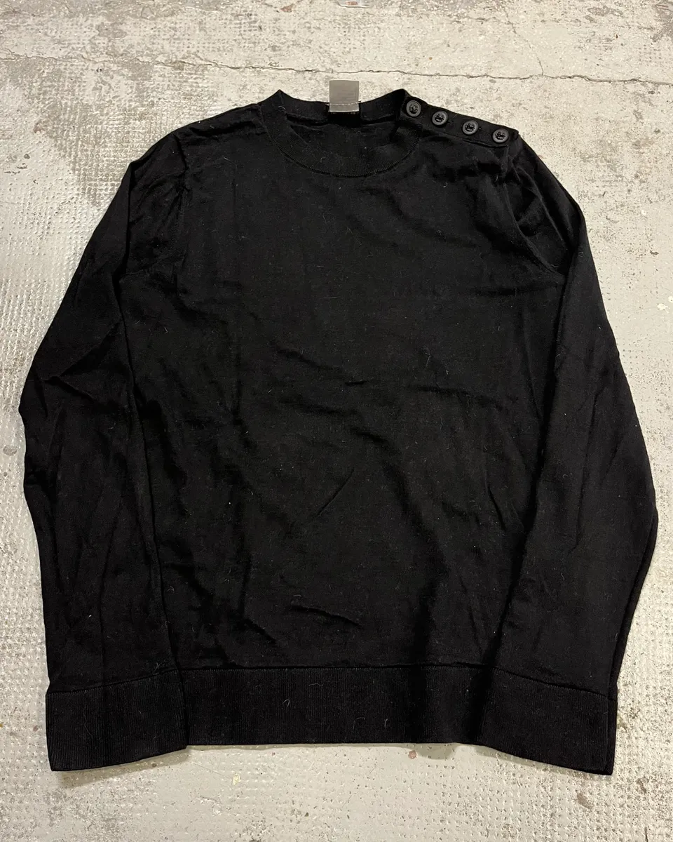 Chanel Head Shoulder Buttons Black Wool Sweater