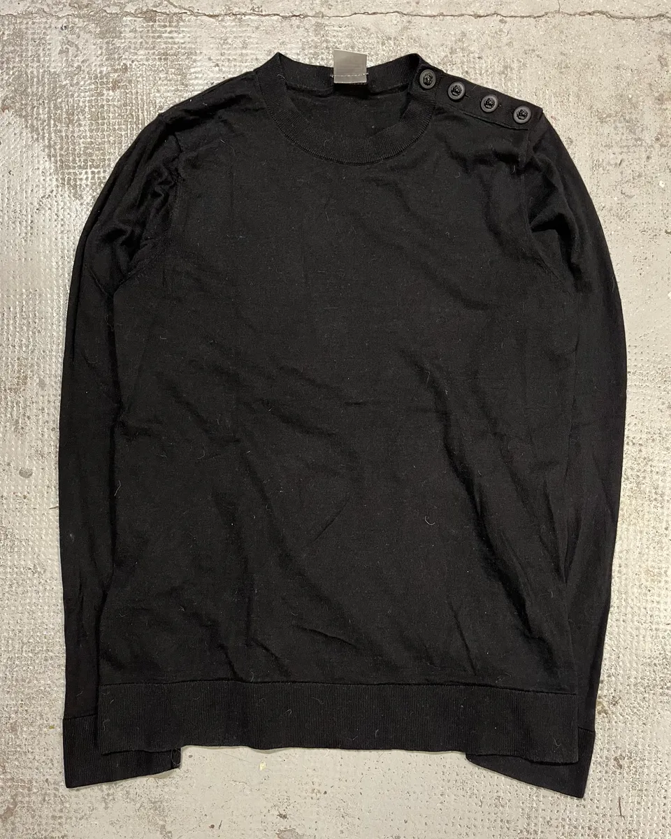 Chanel Head Shoulder Buttons Black Wool Sweater - Image 4