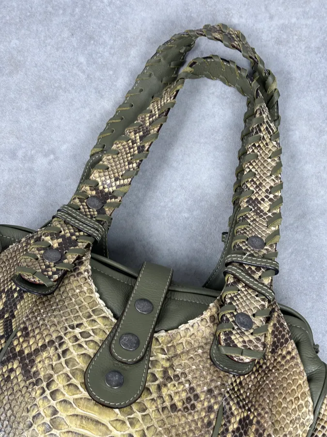 Chloé Khaki Green Silverado Python Leather Handle Bag - Image 10