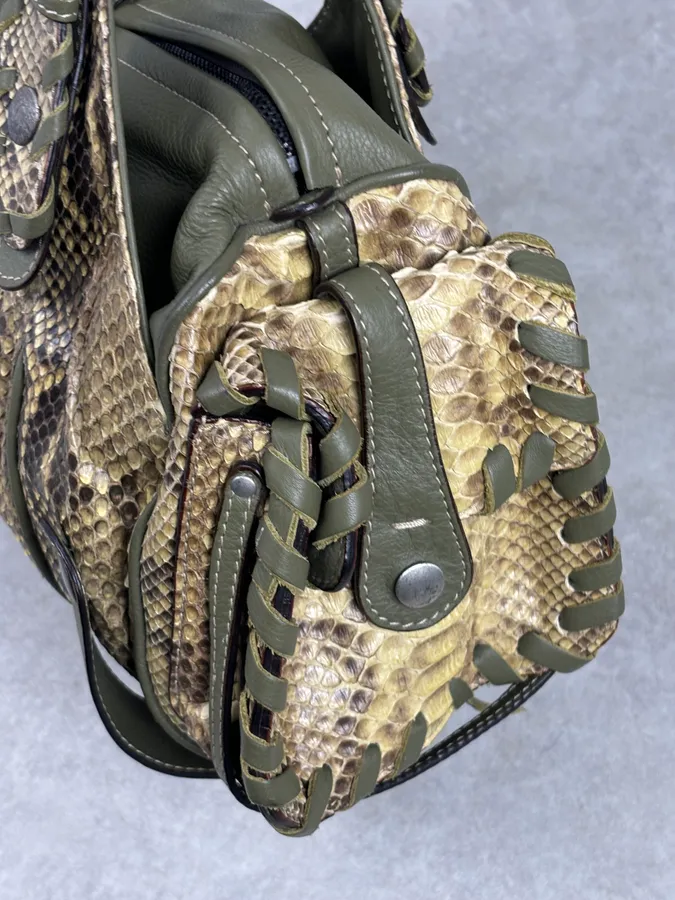 Chloé Khaki Green Silverado Python Leather Handle Bag - Image 11