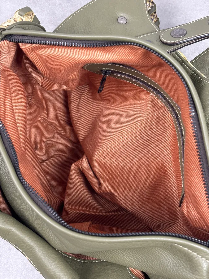 Chloé Khaki Green Silverado Python Leather Handle Bag - Image 15