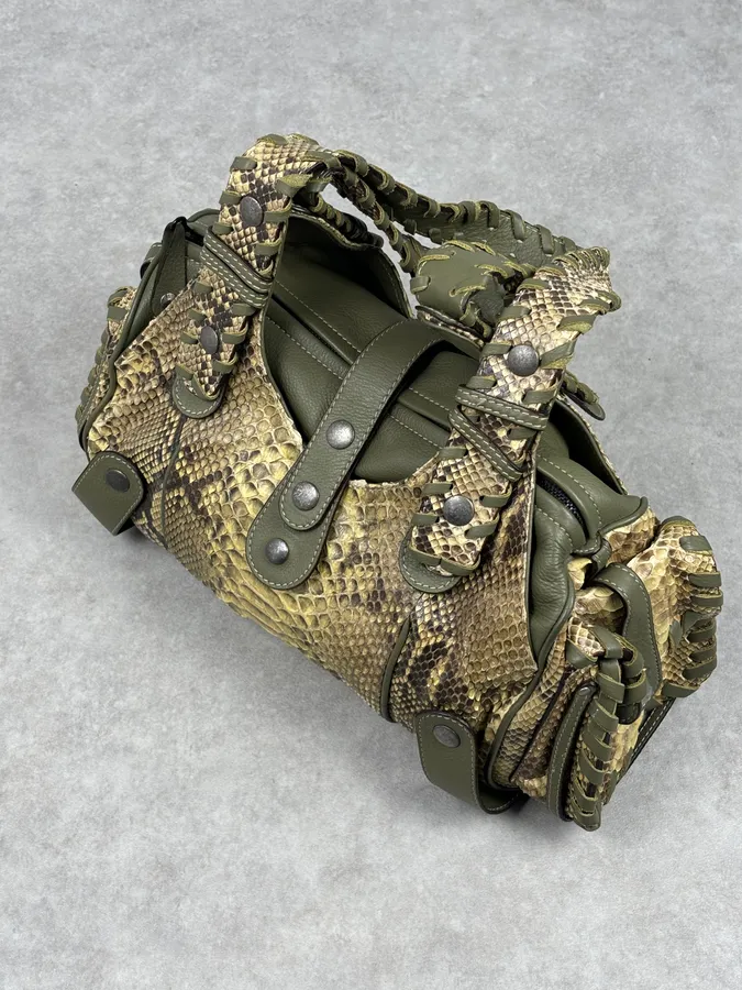 Chloé Khaki Green Silverado Python Leather Handle Bag - Image 7