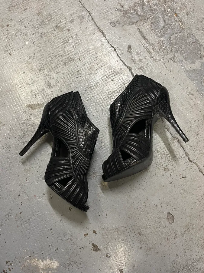 Christian Dior Black Python Leather Heels - Image 6