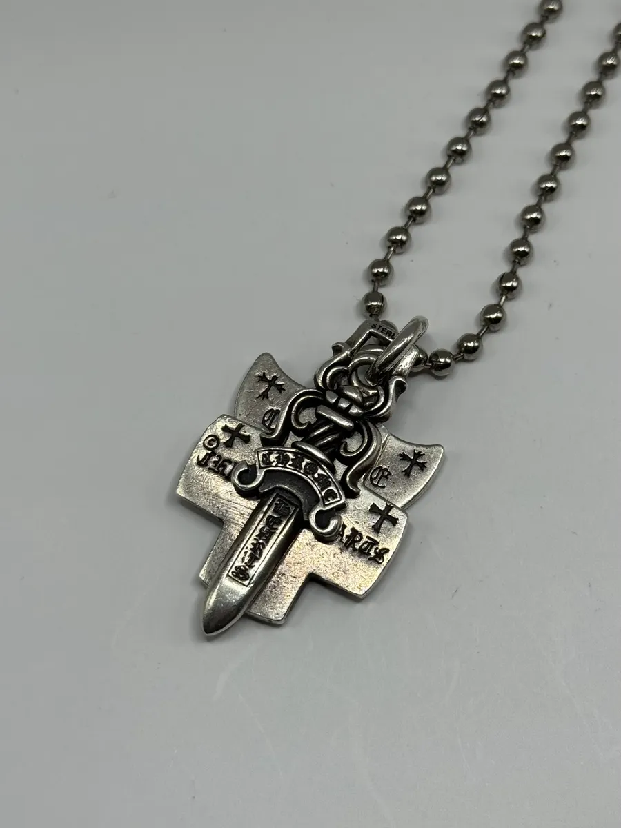 Chrome Hearts 3 Trinkets Silver 925 Necklace