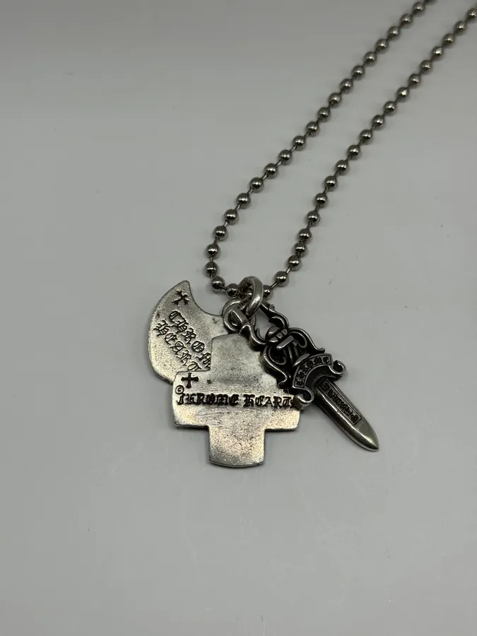 Chrome Hearts 3 Trinkets Silver 925 Necklace - Image 6