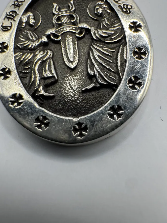 Chrome Hearts Angel Medaillon Oval Silver Pendant - Image 7