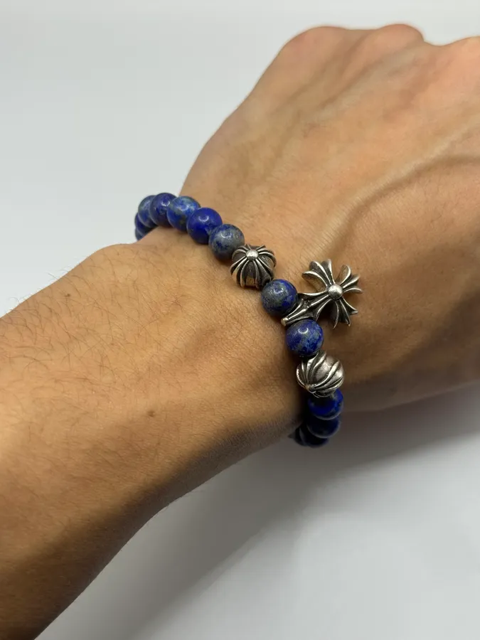 Chrome Hearts Blue Plus Bead Bracelet - Image 2