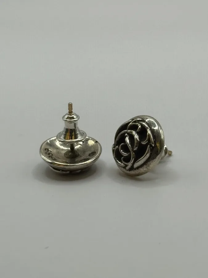 Chrome Hearts Eternity Floral Stud Silver Earring Set - Image 10
