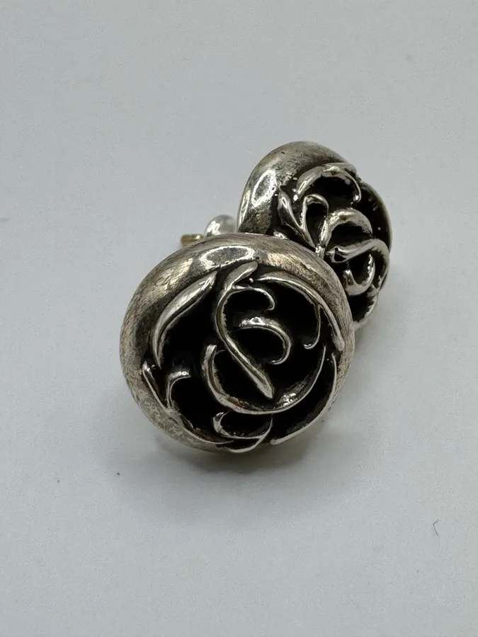 Chrome Hearts Eternity Floral Stud Silver Earring Set - Image 2