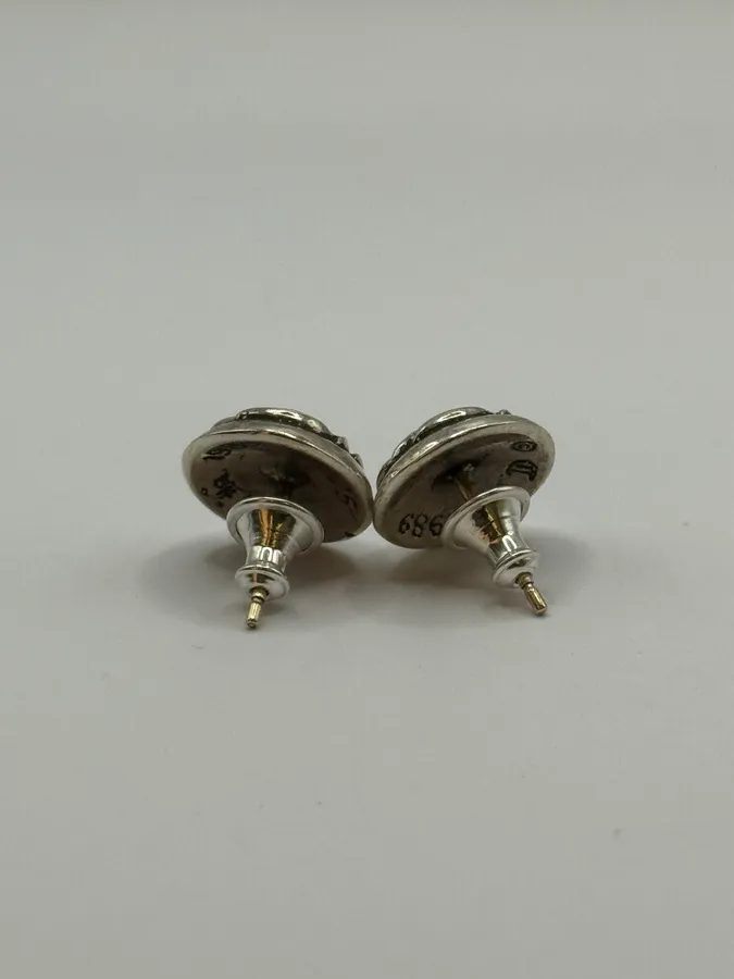 Chrome Hearts Eternity Floral Stud Silver Earring Set - Image 4
