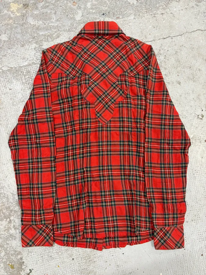 Chrome Hearts Flanel Red Checkered Cross Leather Patchs Shirt - Image 6