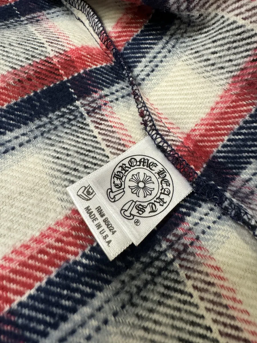 Chrome Hearts Flannel Patchwork Leather Shirt - Image 15