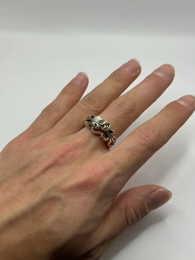Chrome Hearts Floral Heart Silver Ring - Image 2