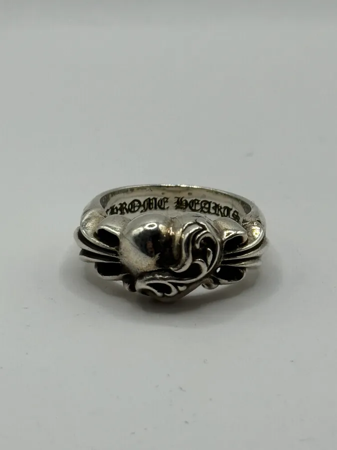 Chrome Hearts Floral Heart Silver Ring - Image 3