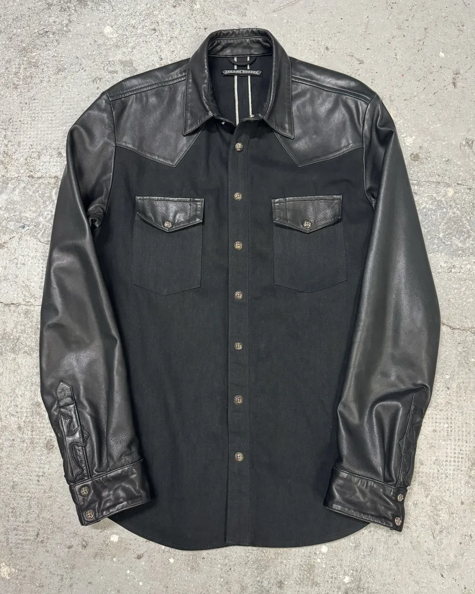 Chrome Hearts Leather Royal Cross Patch Shirt