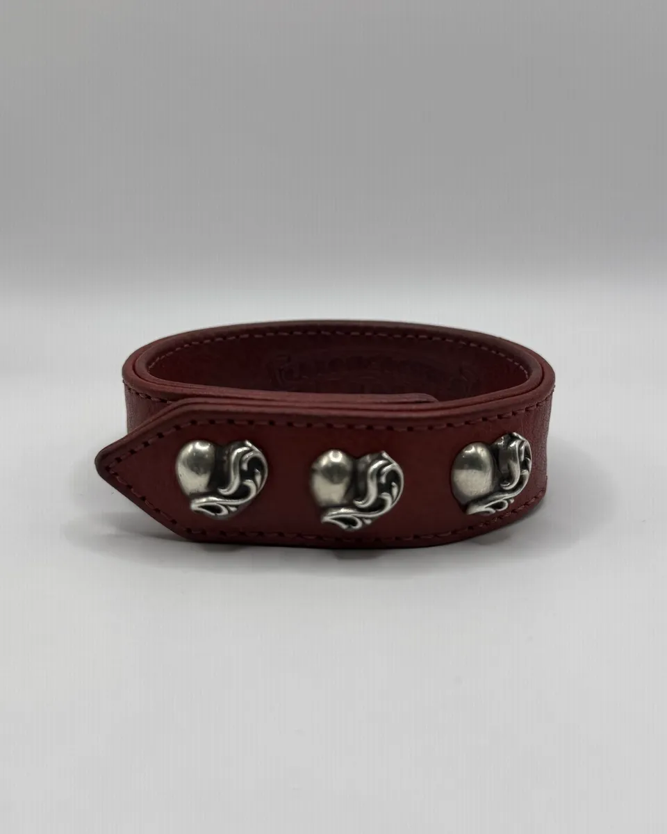 Chrome Hearts Red Heart Leather Snap Bracelet - Image 5