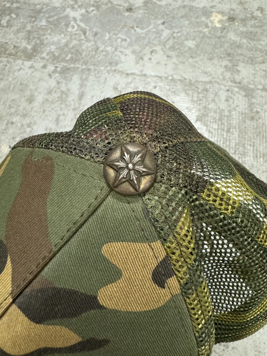 Chrome Hearts Star Leather Orange Patch Military Camo Trucker Cap - Image 2