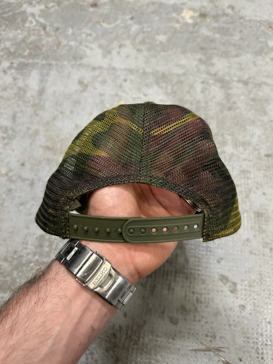 Chrome Hearts Star Leather Orange Patch Military Camo Trucker Cap - Image 9