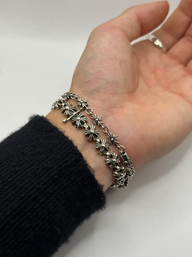 Chrome Hearts Tiny E CH Plus Silver Bracelet - Image 9