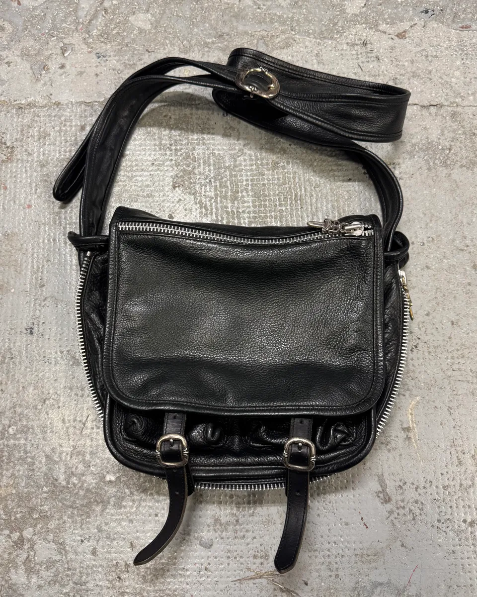 Chrome Hearts Tiny Gunslinger Strap Silver Daggers Black Leather Shoulder Bag