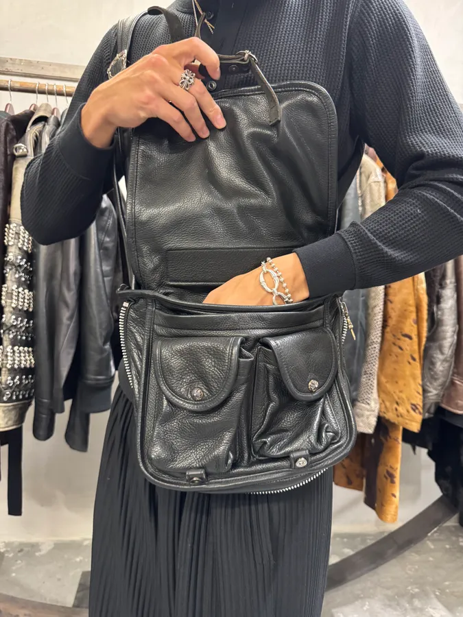 Chrome Hearts Tiny Gunslinger Strap Silver Daggers Black Leather Shoulder Bag - Image 5