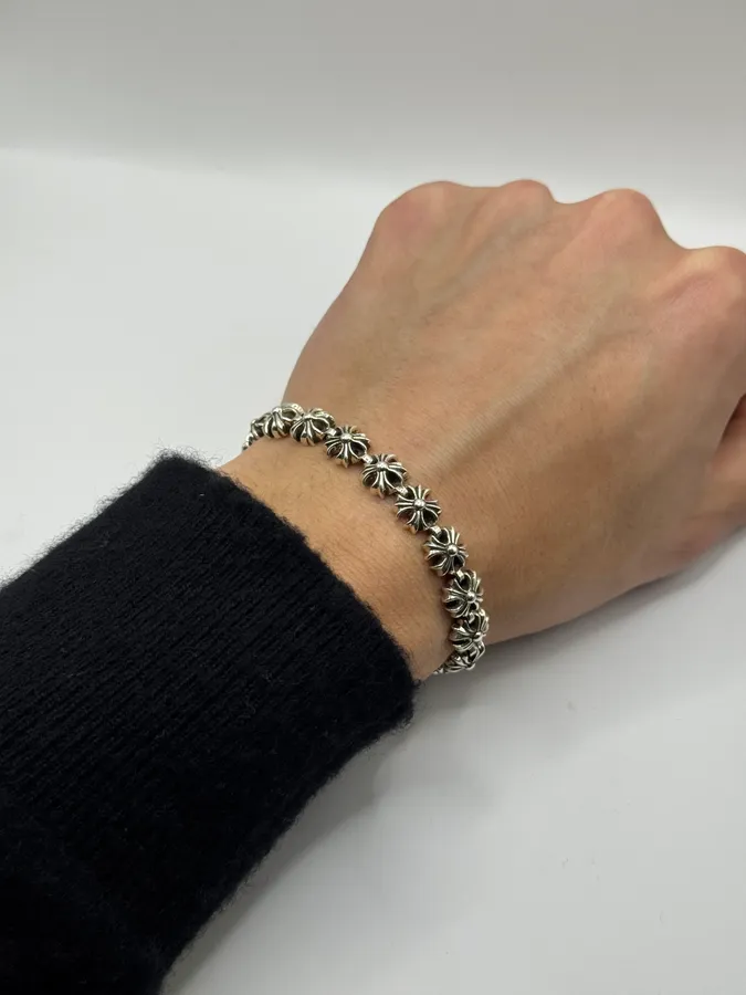Chrome Hearts Tiny Plus Link Silver Bracelet - Image 2