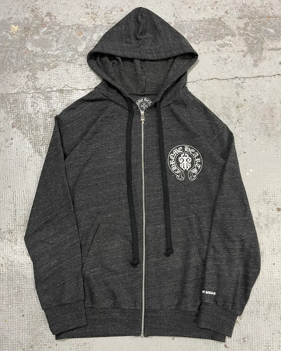 Chrome Hearts USA Flag Grey Cross Zip-up Hoodie - Image 2