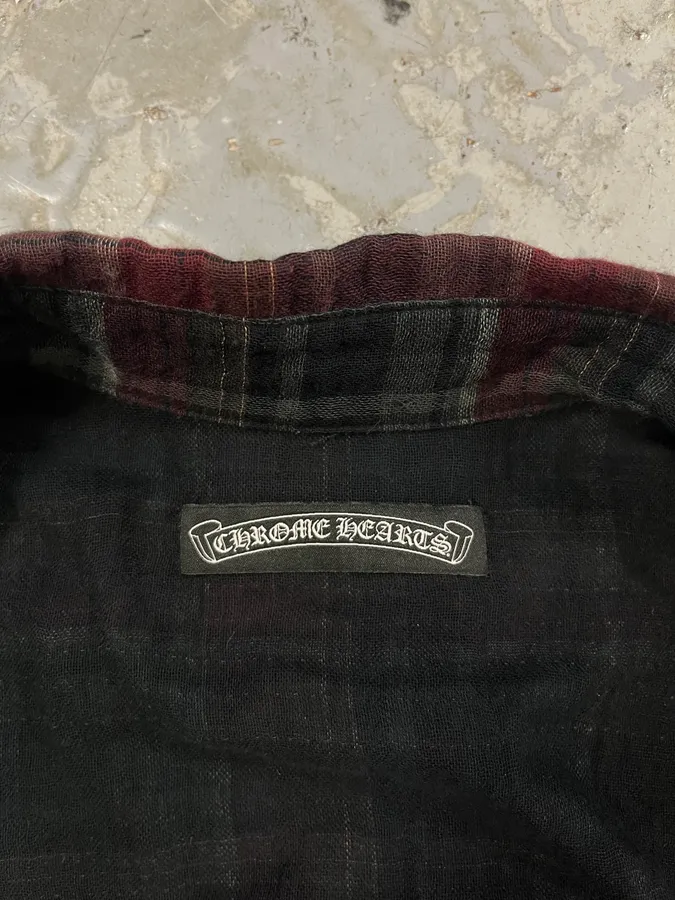 Chrome Hearts Western Check Sematary Cross Patch Flannel Shirt - Image 11