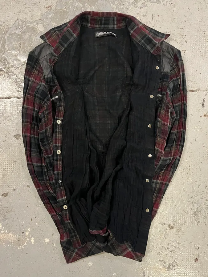 Chrome Hearts Western Check Sematary Cross Patch Flannel Shirt - Image 8