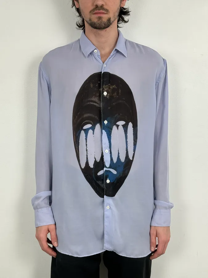 Comme des Garçons Shirt Blue Abstract Face Shirt