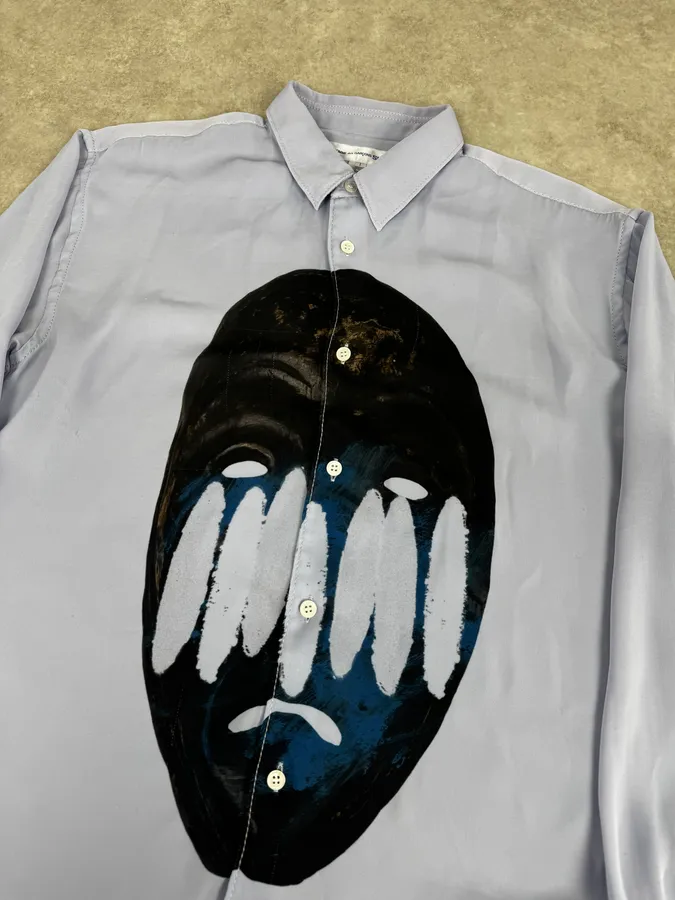 Comme des Garçons Shirt Blue Abstract Face Shirt - Image 5