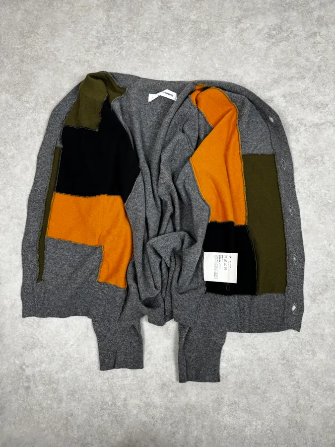 Comme des Garçons SHIRT Grey Patchwork Yellow Wool Cardigan Sweater - Image 6