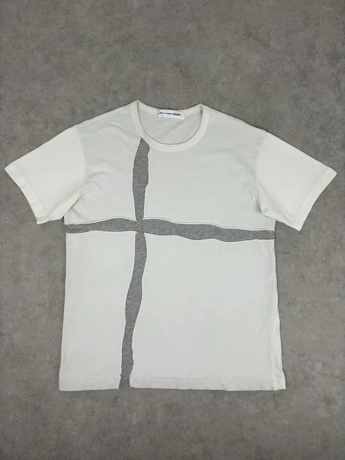 Comme des Garçons White & Grey Cross T-Shirt