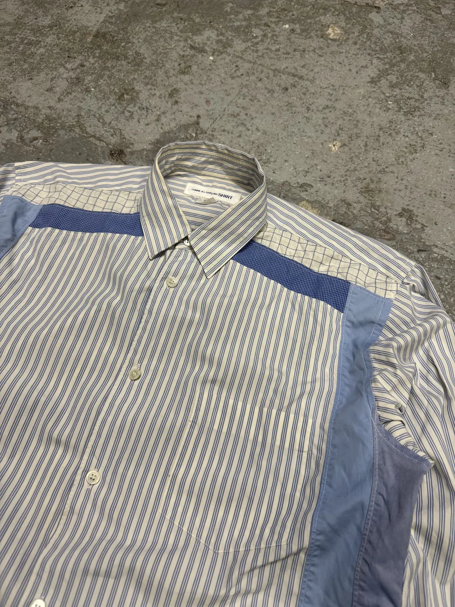 Comme des Garçons SHIRT Blue Striped Geometrical Abstract Shirt - Image 7