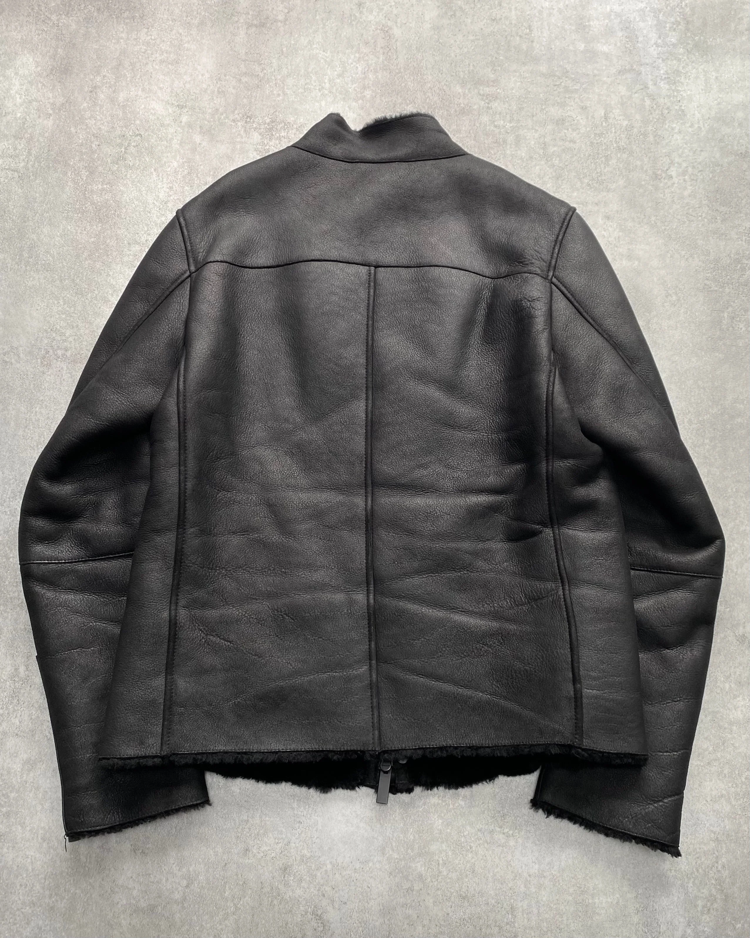 AW2015 Emporio Armani Asymmetrical Leather Jacket - Image 3