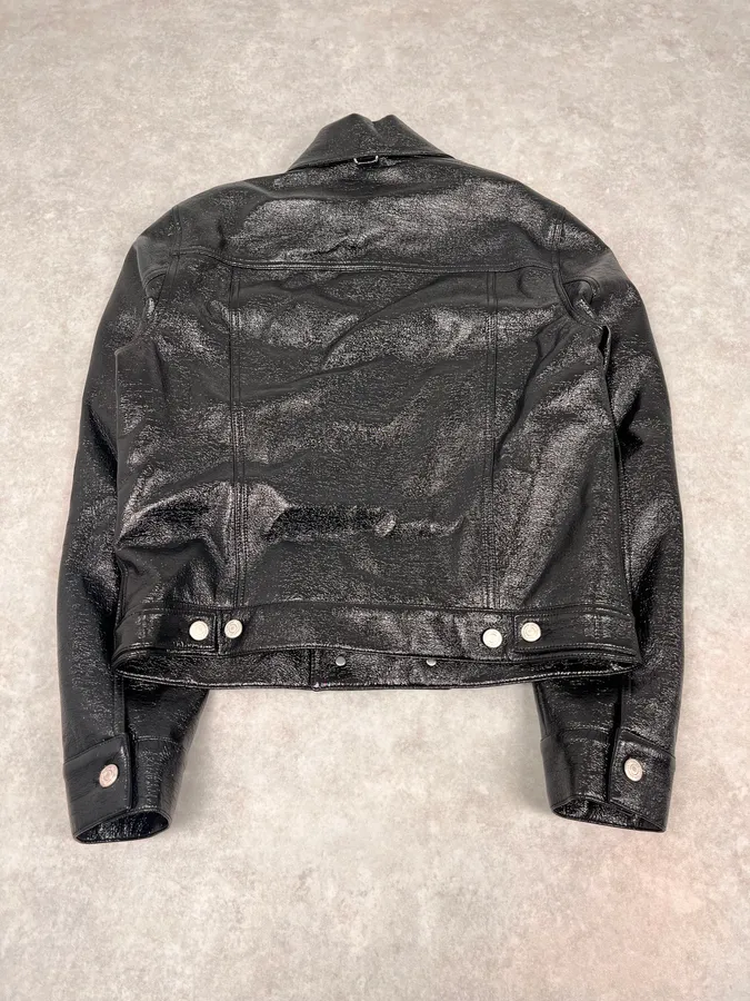 Courreges Black Vinyl Leather Trucker Jacket - Image 7