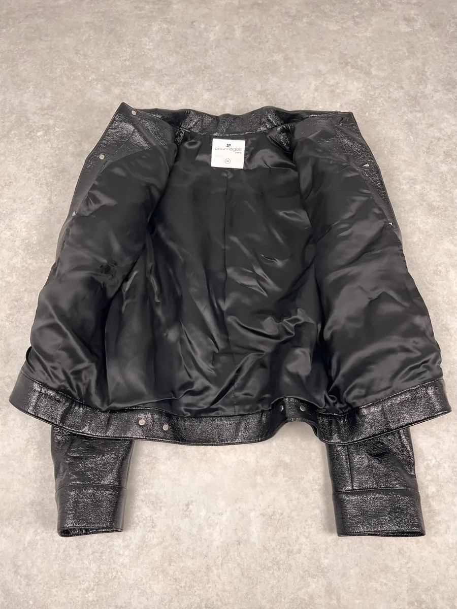 Courreges Black Vinyl Leather Trucker Jacket - Image 8