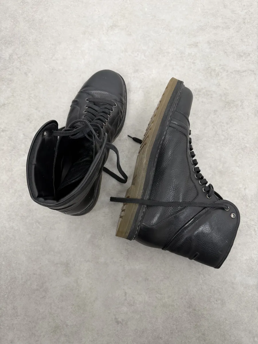 Damir Doma Black Minimalist Leather Combat Boots - Image 4