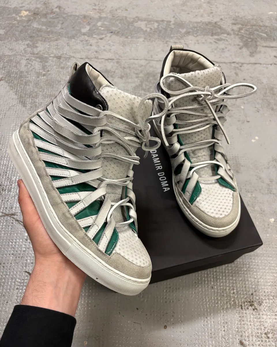 Damir Doma Multi Strip White Leather Sneakers