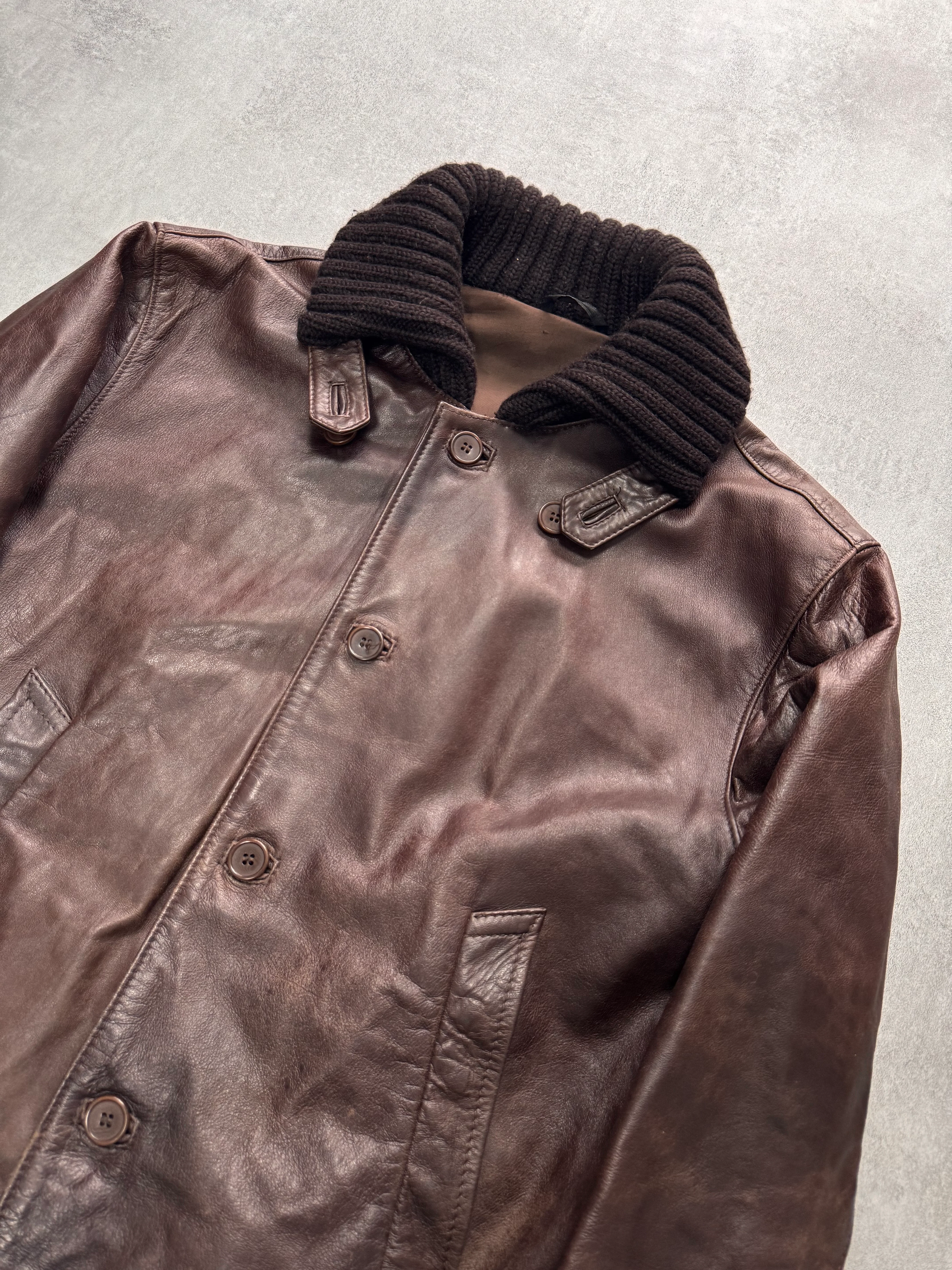 Daniele Alessandrini Aviator Brown Leather Bomber Jacket - Image 2