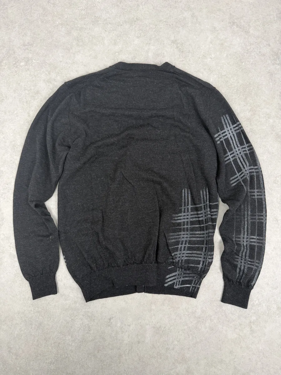 Daniele Alessandrini Black & Grey Wool Geometrical Cardigan - Image 2
