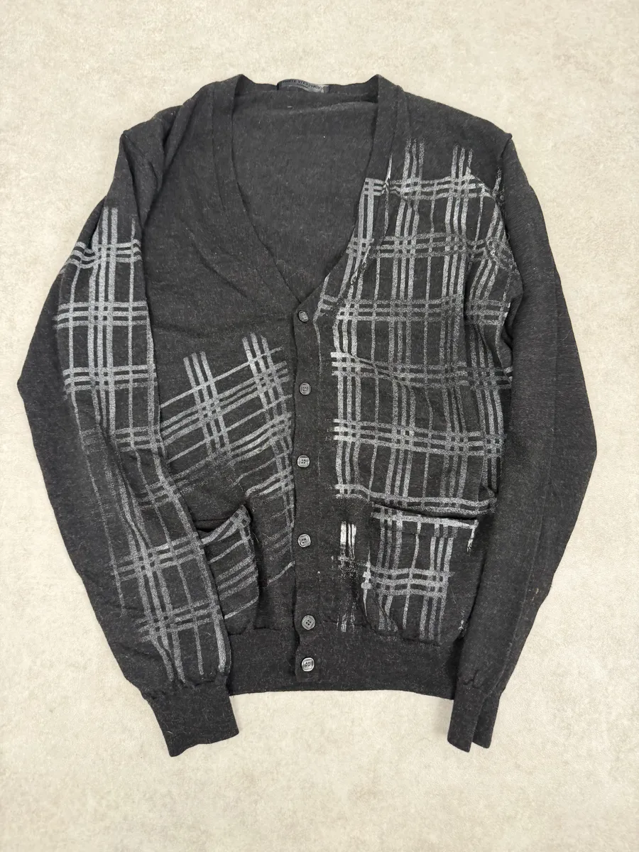 Daniele Alessandrini Black & Grey Wool Geometrical Cardigan - Image 5