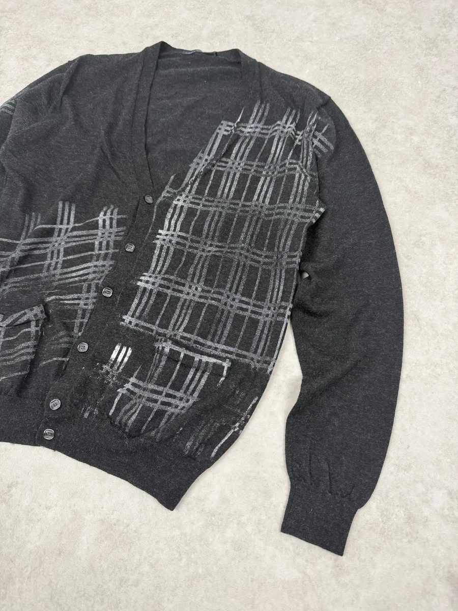 Daniele Alessandrini Black & Grey Wool Geometrical Cardigan - Image 8